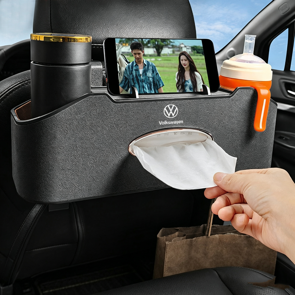 Car Storage Box for Volkswagen ID.3 ID.4 ID.6 Rear Seat Organizer