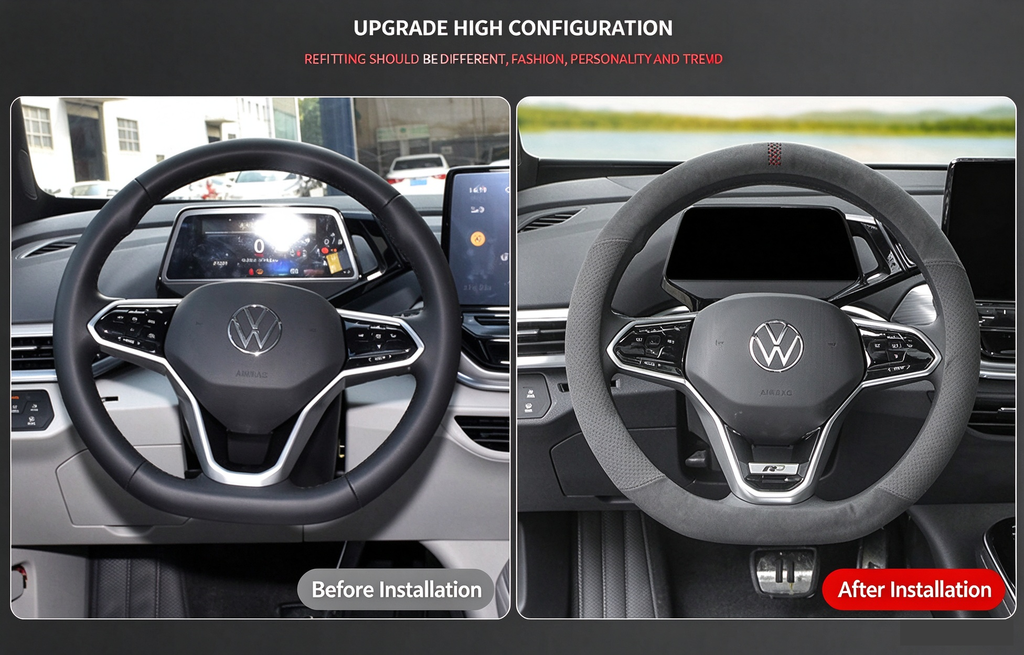 VW ID.3 ID.4 ID.6 ID.7 Suede Leather Steering Wheel Cover