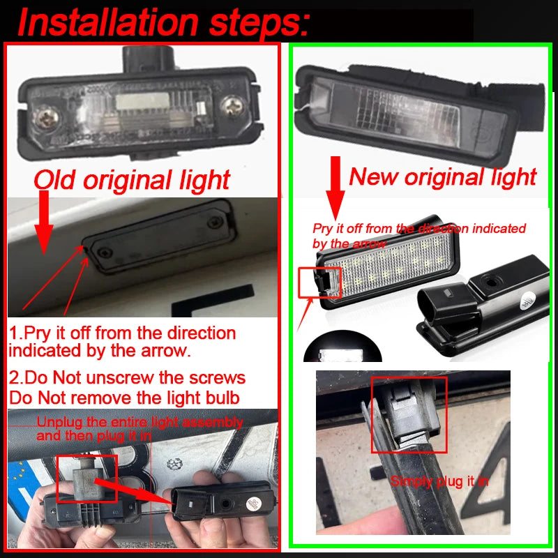 VW Polo 6N2/9N/6R/6C 2pcs LED License Plate Light