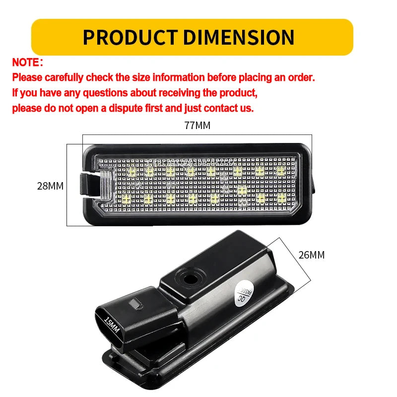 VW Polo 6N2/9N/6R/6C 2pcs LED License Plate Light