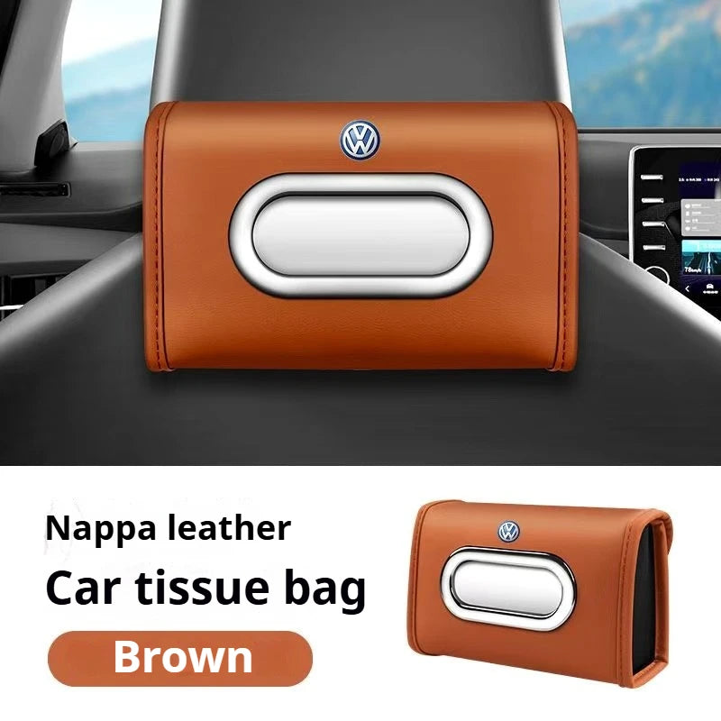 VW GTI Passat Polo Golf 3 Jetta Tiguan Multi-Functional Leather Car Tissue Box