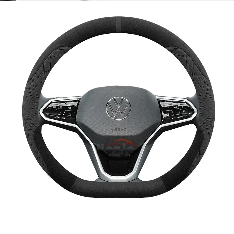 Suede Car Steering Wheel Cover for Volkswagen ID.7 Pro GTX ID.BUZZ