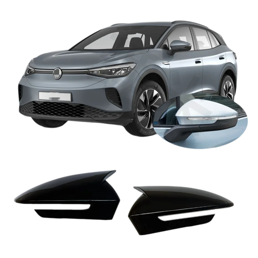 VW ID4 ID5 Black Horn Rearview Mirror Cover with Lane Hole