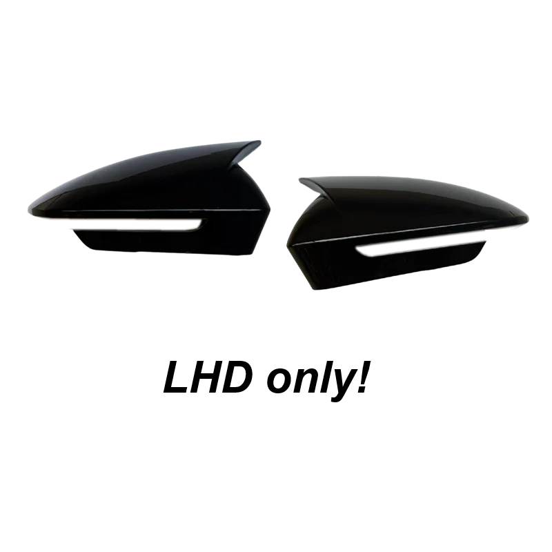 VW ID4 ID5 Black Horn Rearview Mirror Cover with Lane Hole